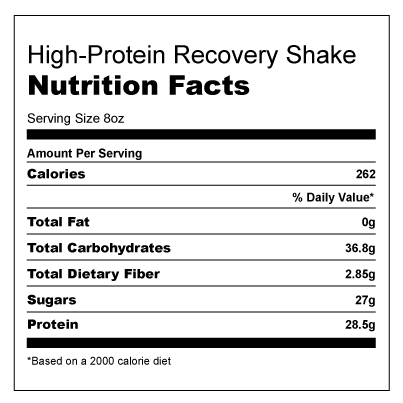 Nutritional Information for High-Protein Recovery Shake